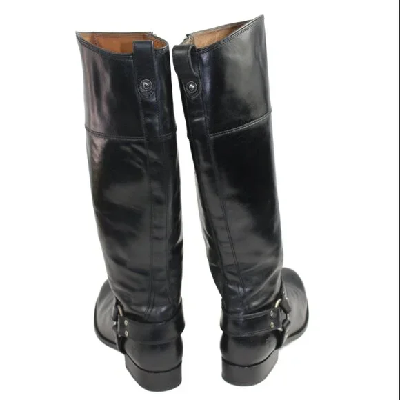 Frye Melissa Tall Black Leather Harness Equestrian Riding Boot, Size 7.5 - Picture 8 of 11